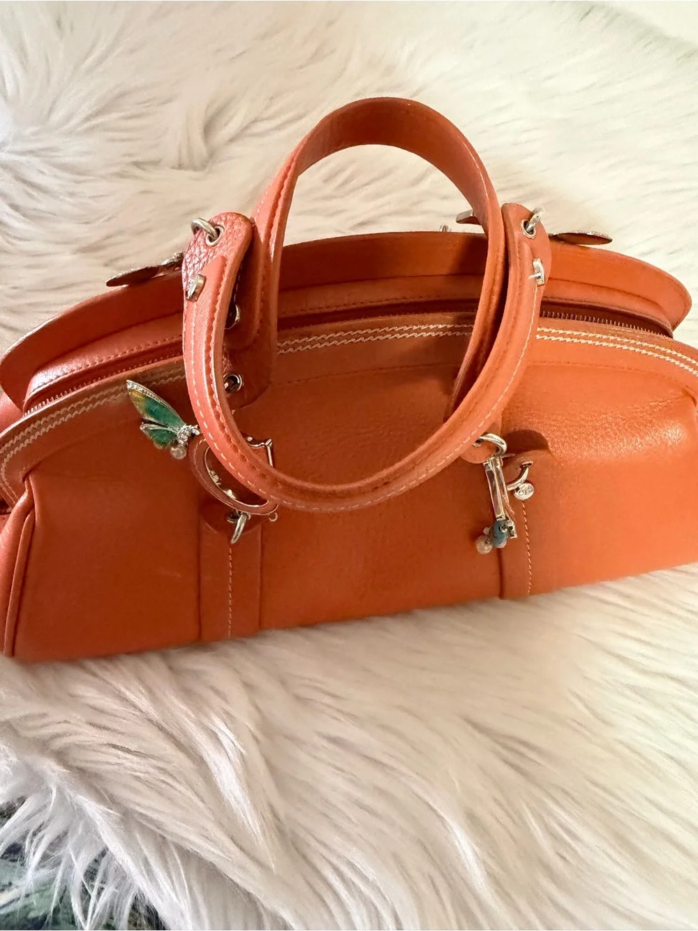 Dior Limited Edition Orange Leather Top-Handle Bag.